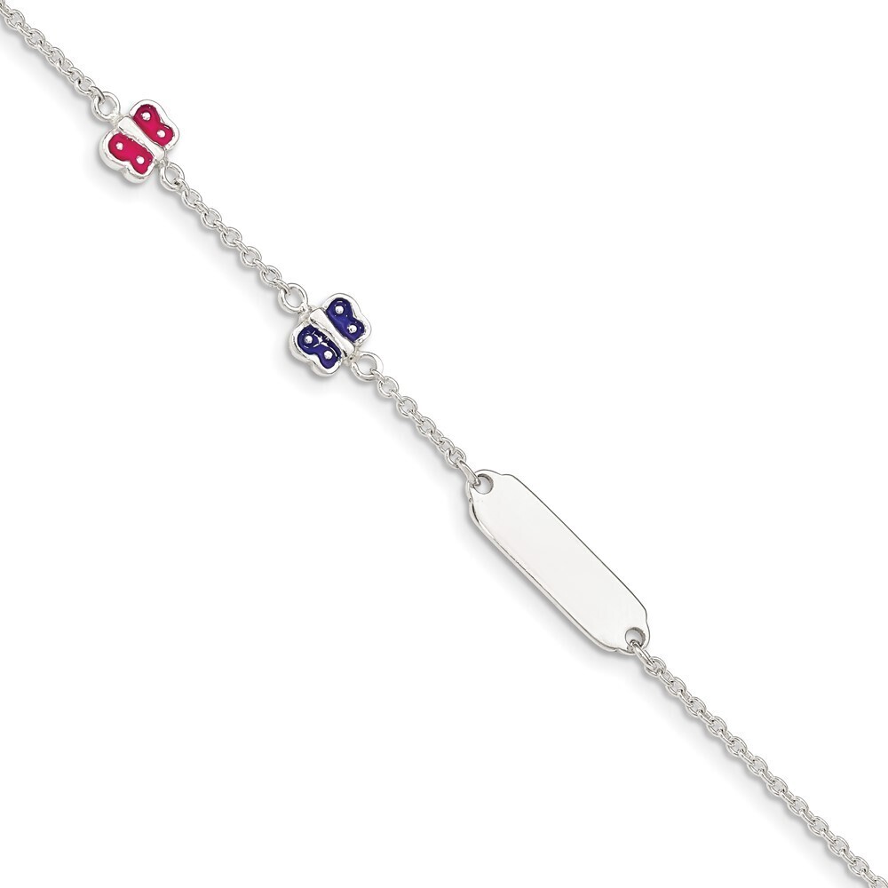 Kazi Luxury Sterling Silver Enamel Butterfly w/ 1in ext ID Bracelet